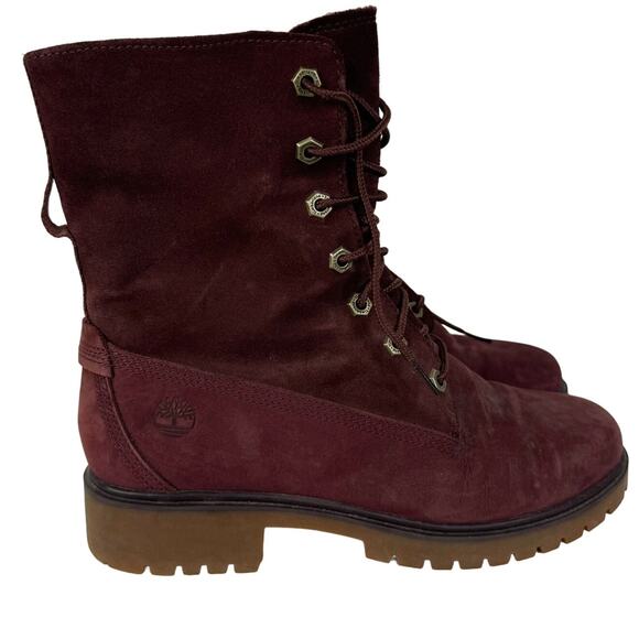Timberland Women's Jayne Fleece-Lined Boots Burgundy Nubuck Size 8 - Picture 1 of 9